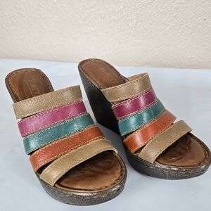 Born Tan Platform Sandals Size 6MW Pre-Owned In Box #2A9165
